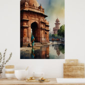 Poster art à l'aquarelle de Delhi (Cuisine)