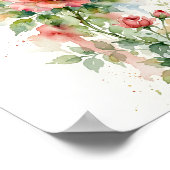 Poster Art à l'aquarelle de rose romantique (Coin)