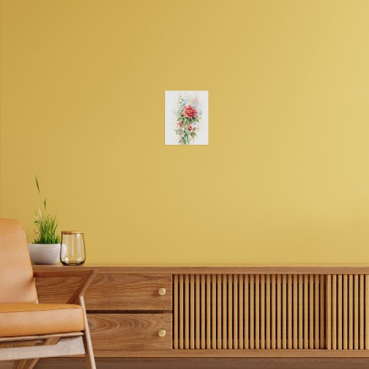 Poster Art à l'aquarelle de rose romantique (Salon 2)