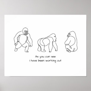 Poster Art à ligne unique - gorille