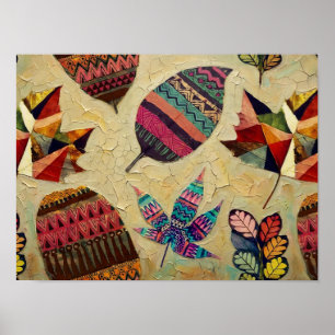Poster Art à motif de feuilles d'automne Boho