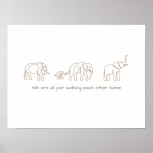 Poster Art à une ligne - éléphant