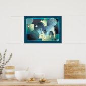 Poster ART Abstrait - A HORSE - sable bleu (Cuisine)