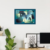 Poster ART Abstrait - A HORSE - sable bleu (Bureau à domicile)