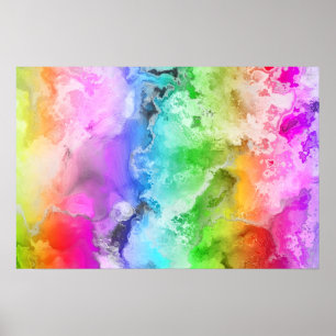 POSTER ART ABSTRAIT À L'AQUARELLE ARC-EN-CIEL