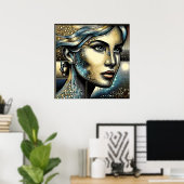 Poster Art Abstrait Ai | Le visage des femmes (Bureau à domicile)