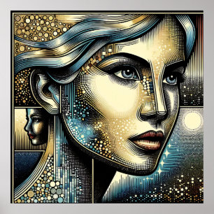 Poster Art Abstrait Ai   Le visage des femmes