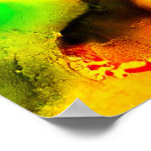 Poster art Abstrait alcool encre jaune vert (Coin)