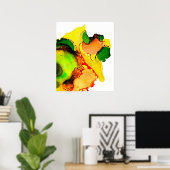 Poster art Abstrait alcool encre jaune vert (Bureau à domicile)
