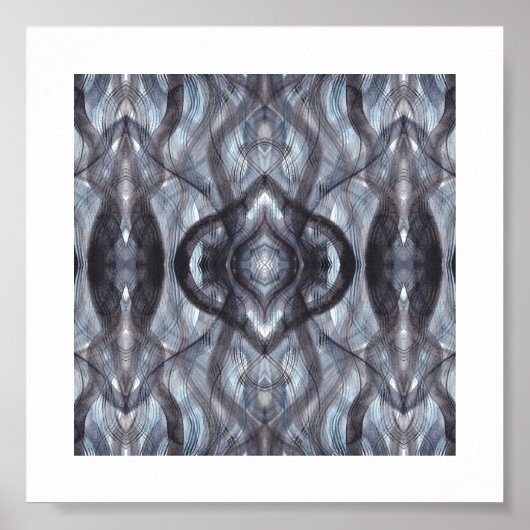 Poster Art abstrait aquarelle bleu foncé (Devant)