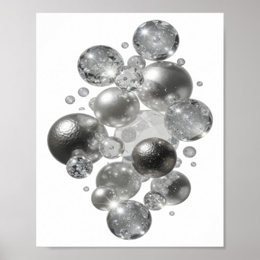 Poster ART ABSTRAIT Argent Moderne v2 (Devant)
