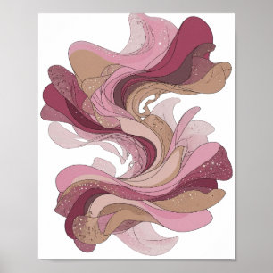 Poster Art abstrait argent vibrant Dessin abstrait