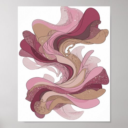 Poster Art abstrait argent vibrant Dessin abstrait (Devant)
