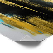 Poster Art Abstrait artistique en Turquoise, Or et Noir (Coin)