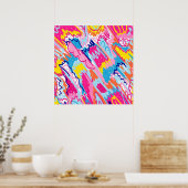 Poster Art Abstrait aux couleurs vives (Cuisine)