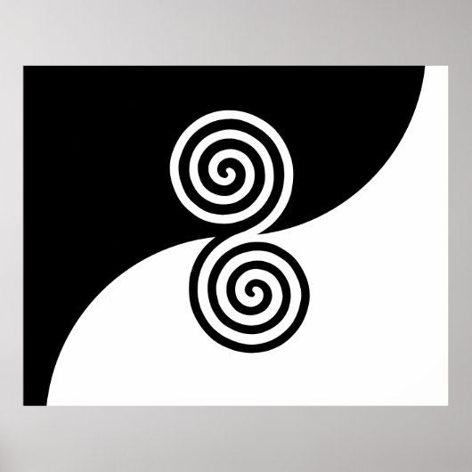 Poster Art Abstrait avec cercles spiraux en noir et blanc (Devant)