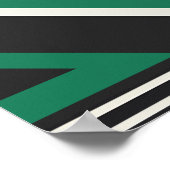Poster Art Abstrait avec des rayures vertes, noires et bl (Coin)