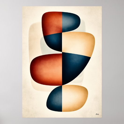 Poster Art abstrait biomorphique Japandi Harmony empilé (Devant)