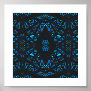 Poster Art Abstrait Bleu Noir Gouache