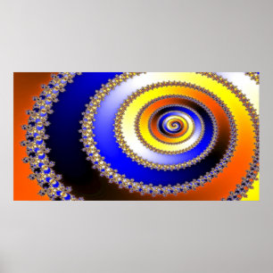 Poster ART Abstrait - bleu spiral jaune