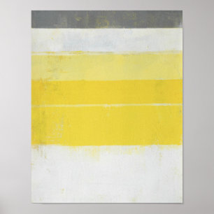 Poster Art Abstrait "citrique" gris et jaune