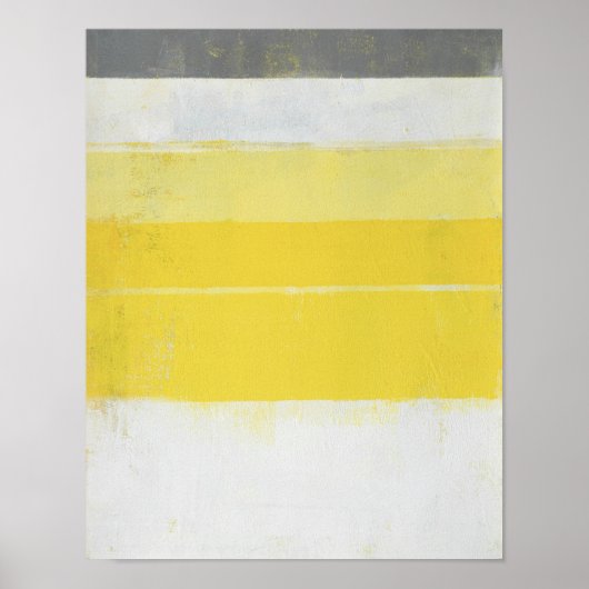 Poster Art Abstrait "citrique" gris et jaune (Devant)