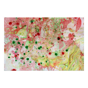 Poster Art Abstrait coloré moderne rose rouge jaune vert