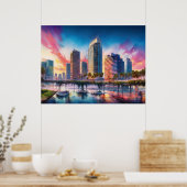 Poster Art abstrait coloré vibrant de Tampa Floride (Cuisine)