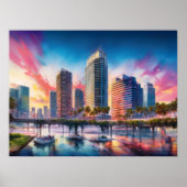 Poster Art abstrait coloré vibrant de Tampa Floride (Devant)