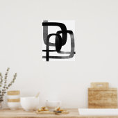 Poster Art Abstrait Contemporain Noir Et Blanc (Cuisine)