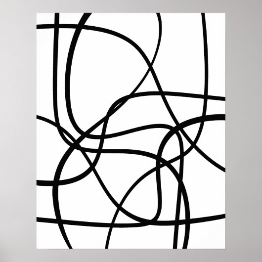 Poster Art Abstrait Contemporain Noir Et Blanc (Devant)