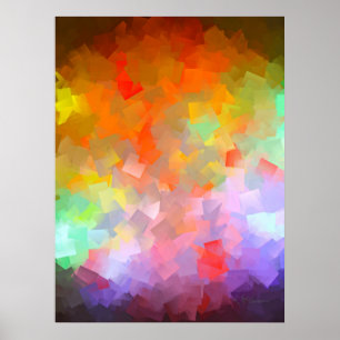 Poster Art Abstrait Cubiste Moderne Coloré Éclaté
