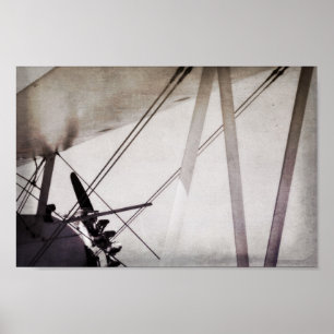 Poster Art abstrait d'avion antique à double plan