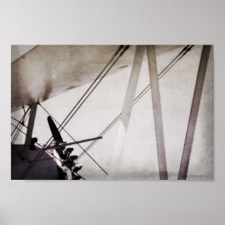 Poster Art abstrait d'avion antique à double plan