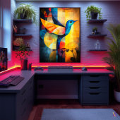 Poster Art abstrait de colibri géométrique