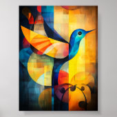 Poster Art abstrait de colibri géométrique (Devant)