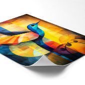 Poster Art abstrait de colibri géométrique (Coin)