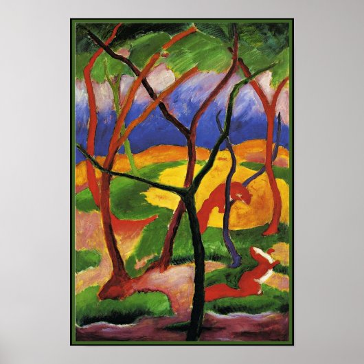Poster art abstrait de Franz Marc, Belettes jouant (Devant)