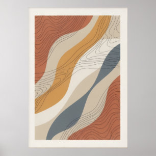 Poster Art abstrait de ligne topographique moderne