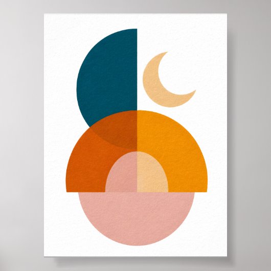 Poster Art abstrait de lune géométrique moderne (Devant)