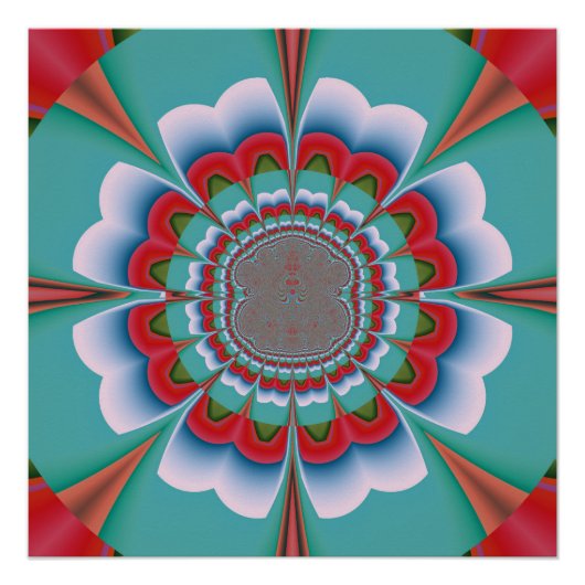 Poster Art abstrait de mandala psychédélique rétro (Devant)