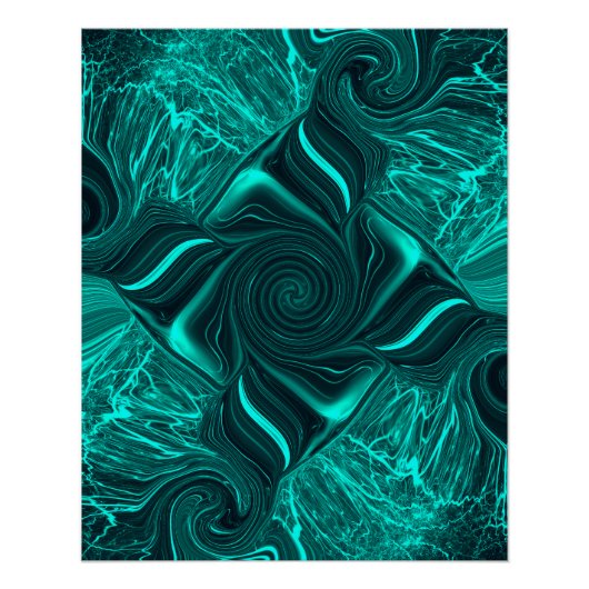 Poster Art abstrait de marbre liquide turquoise (Devant)