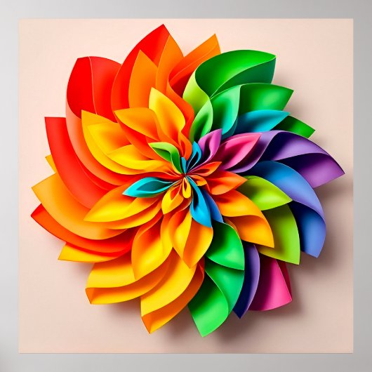 Poster Art abstrait de papier arc-en-ciel vibrant (Devant)