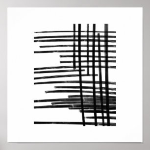 Poster Art Abstrait des lignes noires et blanches - Scrat