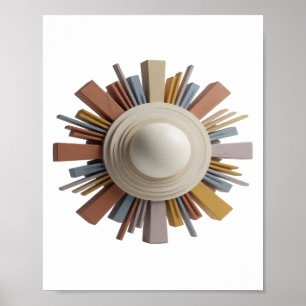 Poster ART ABSTRAIT Design Moderne Argent Clair v2