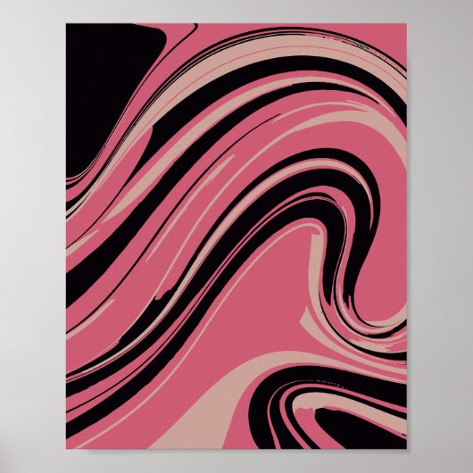 Poster Art Abstrait élégant rose et noir (Devant)