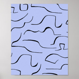 Poster Art Abstrait en ligne pointue - Arrière - plan ble