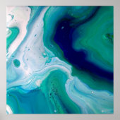 Poster Art abstrait en marbre avec tourbillons de turquoi (Devant)