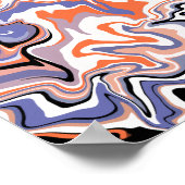 Poster Art Abstrait en orange, bleu, noir & blanc (Coin)