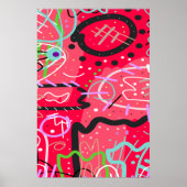 Poster Art Abstrait en rouge (Devant)